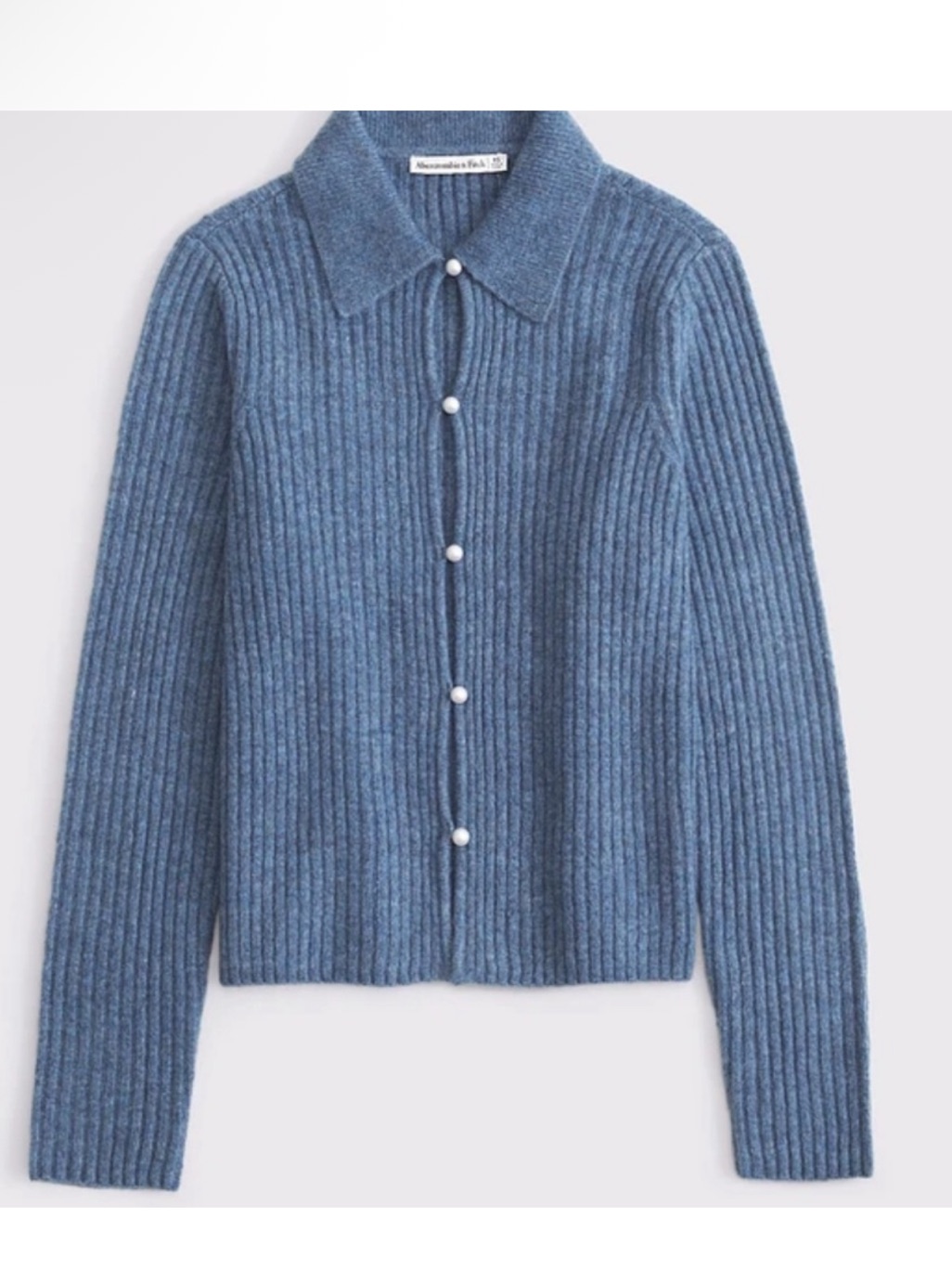 Abercrombie & Fitch Powder Baby Blue Pearl Button Detail Cardigan Sweater